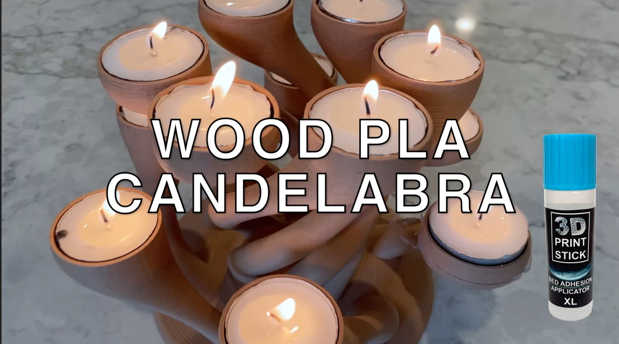 3D Printed Wood PLA Candelabra